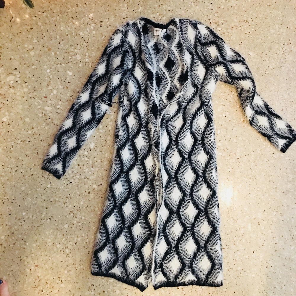 Black and white fuzzy sweater